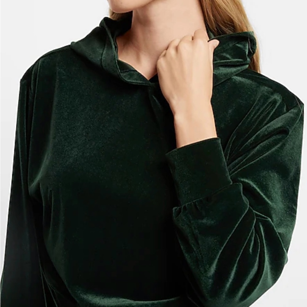 Cropped Express velvet hoodie, size M, NWT - Picture 2 of 5